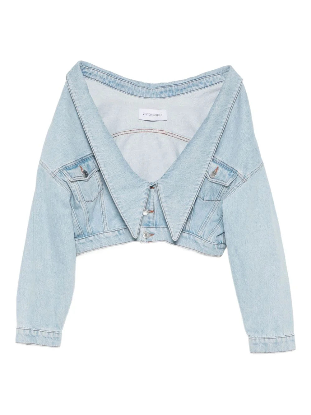 collared denim jacket - 1