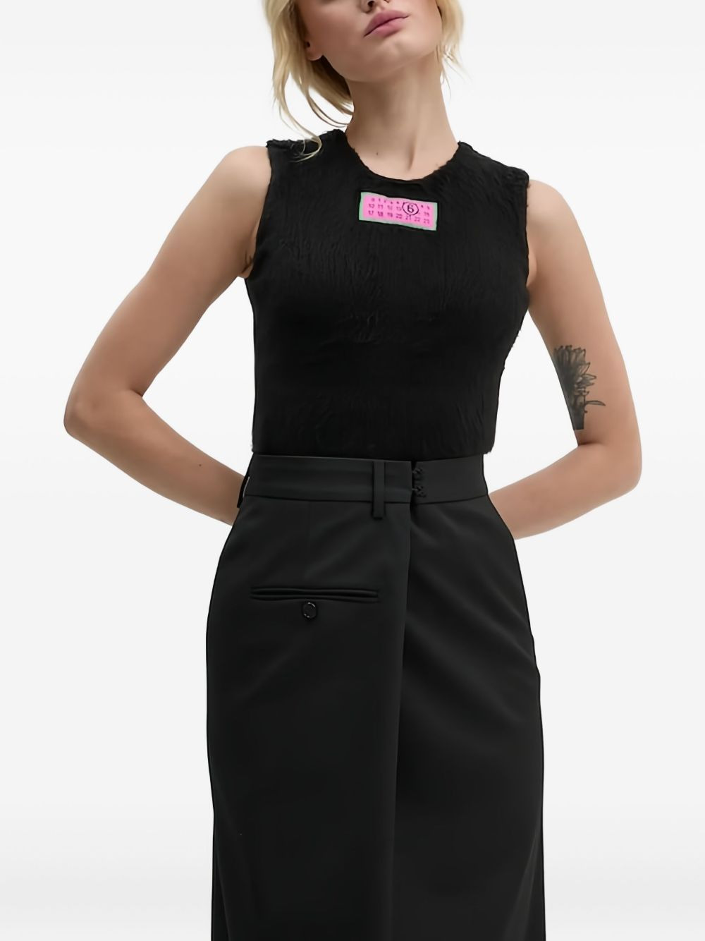 logo-patch sleeveless top - 1