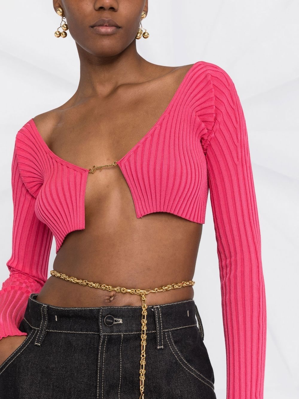 Pralù ribbed cropped cardigan - 3