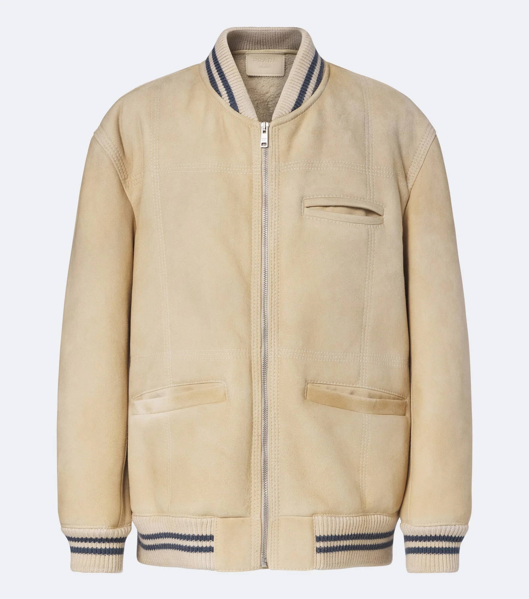 Wool-trimmed shearling bomber jacket - 1