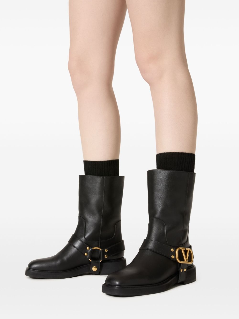 VLogo leather boots - 6