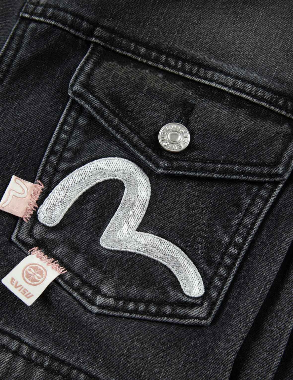 SEAGULL EMBROIDERY WITH LOGO-PATTERN PANELLED FASHION FIT DENIM JACKET - 7