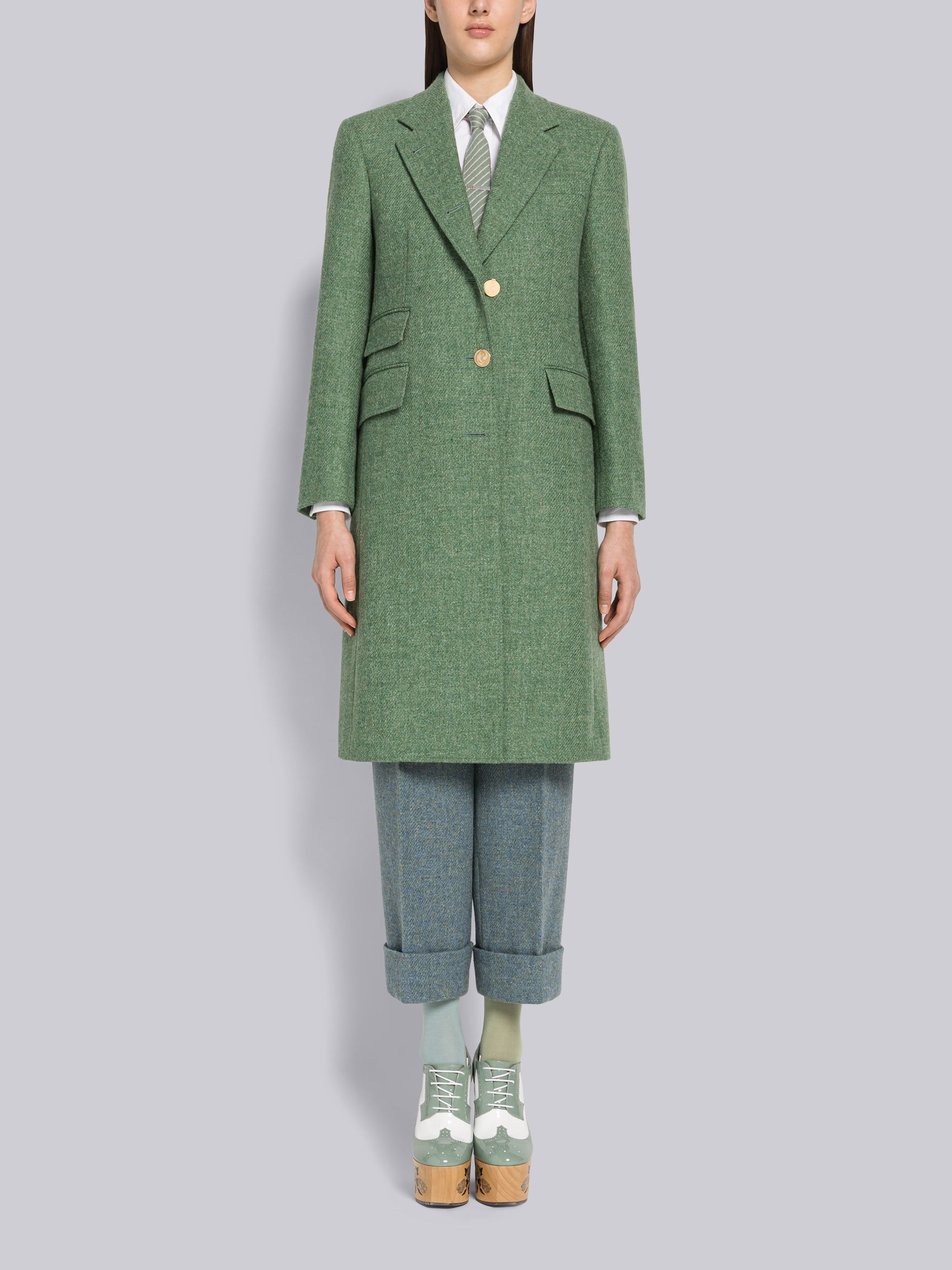 Harris Tweed Single Vent Overcoat - 1
