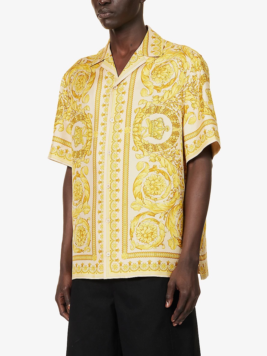 Baroque-print camp-collar silk shirt - 3