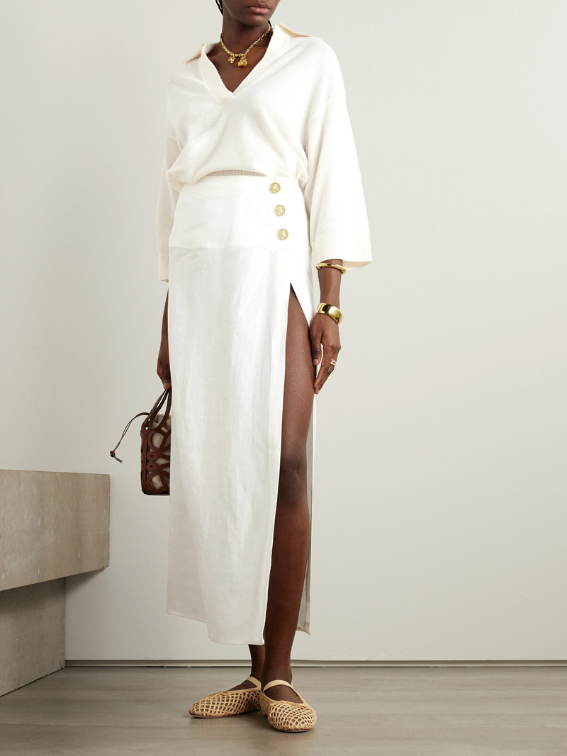 LE KASHA Haifal Linen Midi Skirt outlook