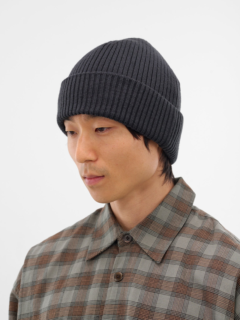 Our Legacy Black Rib-Knit Wool Beanie outlook