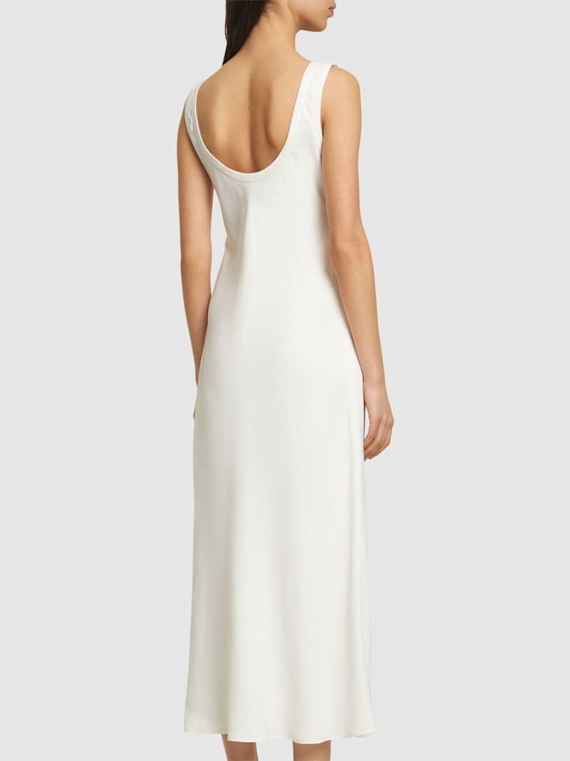 Fluid linen blend twill long dress - 3