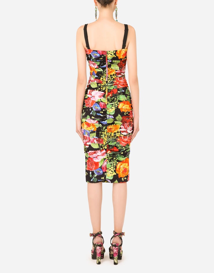 Bouquet-print charmeuse midi dress - 2