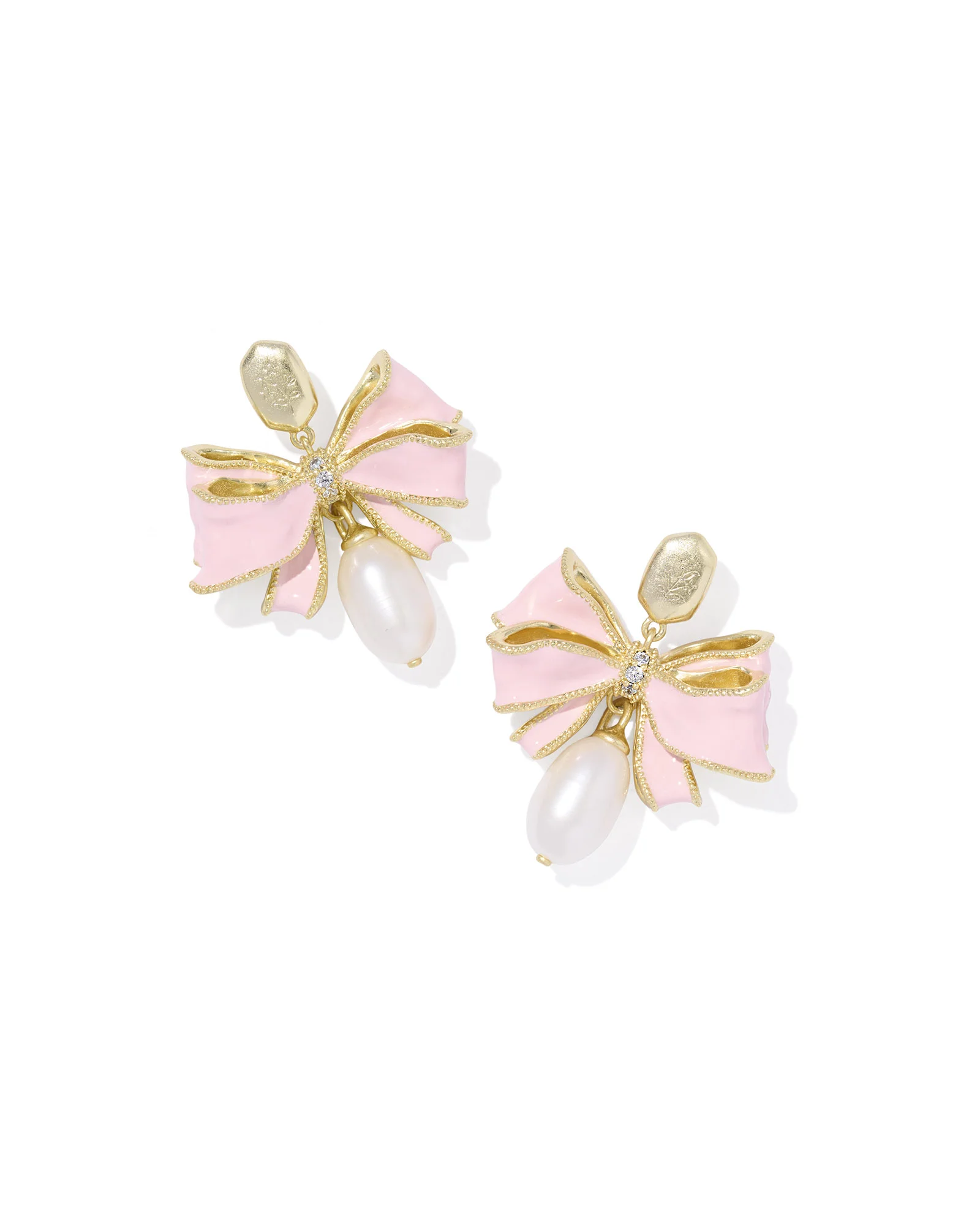 Kendra Scott x LoveShackFancy Pearl Bow Gold Statement Earrings - 1