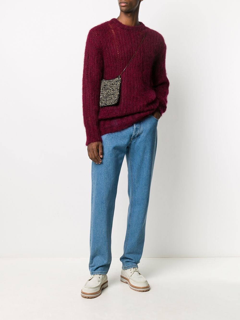 open knit crew neck jumper - 2