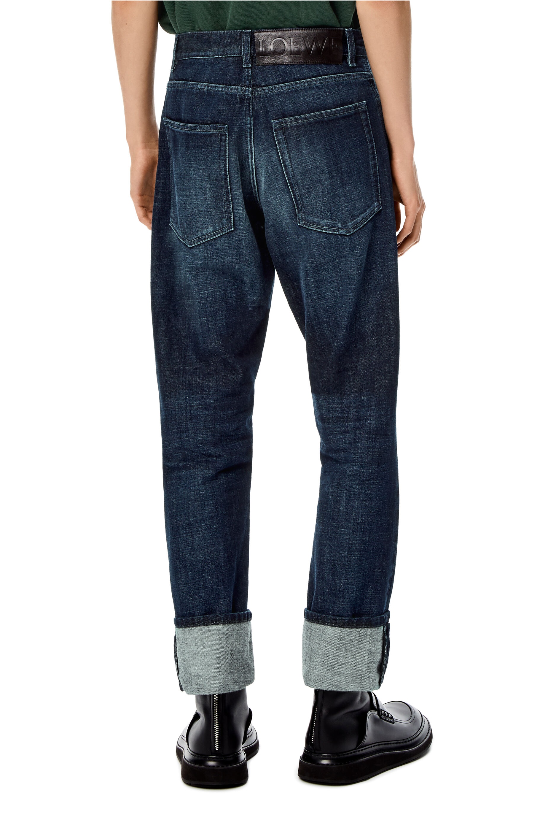 Tapered vintage wash jeans in cotton - 4