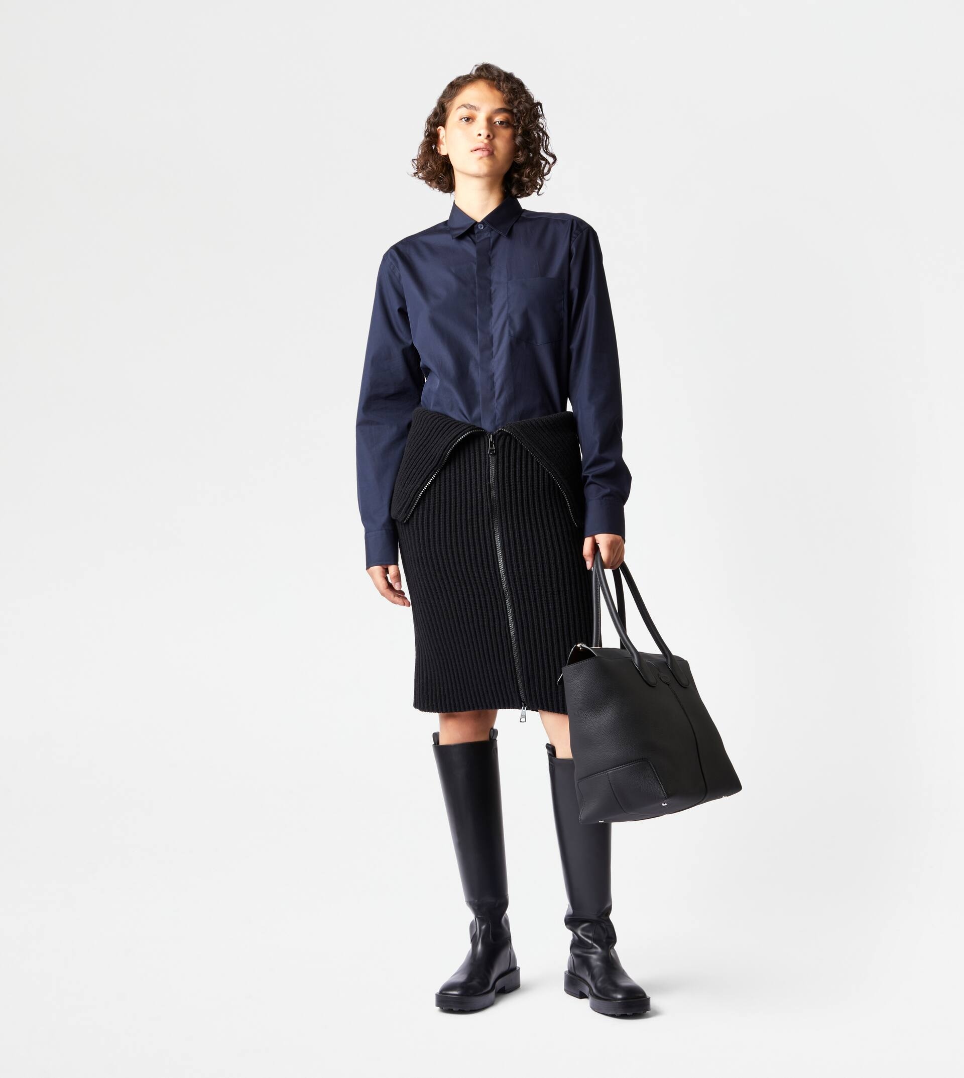 CASHMERE BLEND MIDI-SKIRT - BLACK - 2