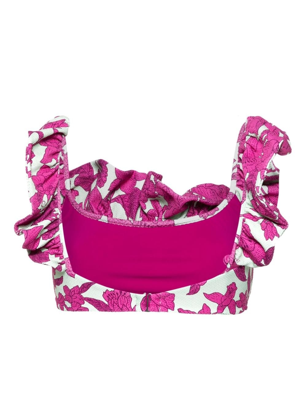 floral-print ruffled bikini top - 2