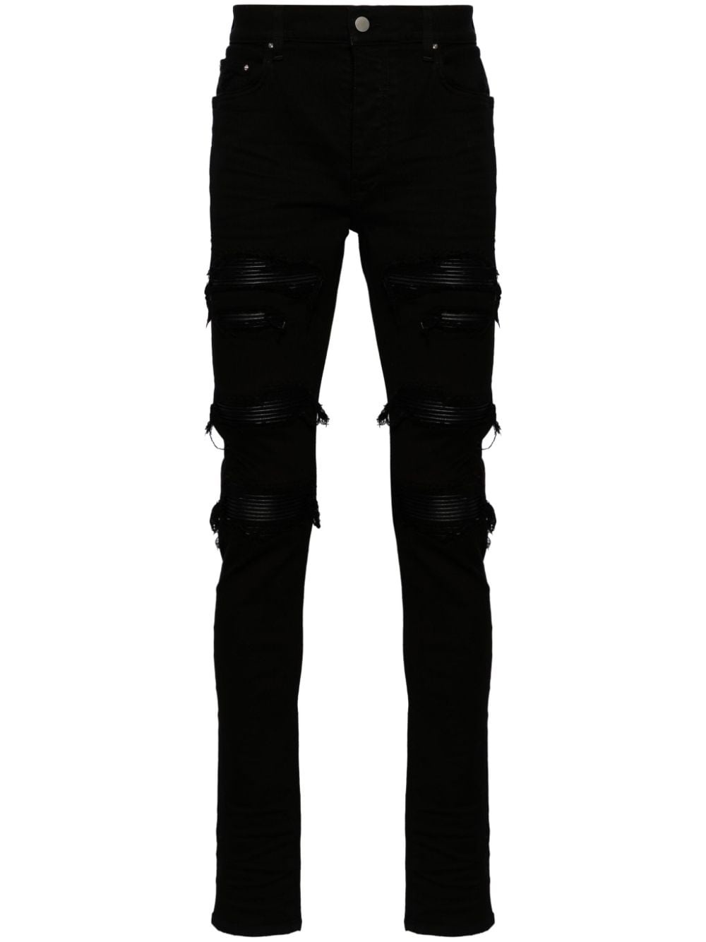 Thrasher leather-trim skinny jeans - 1