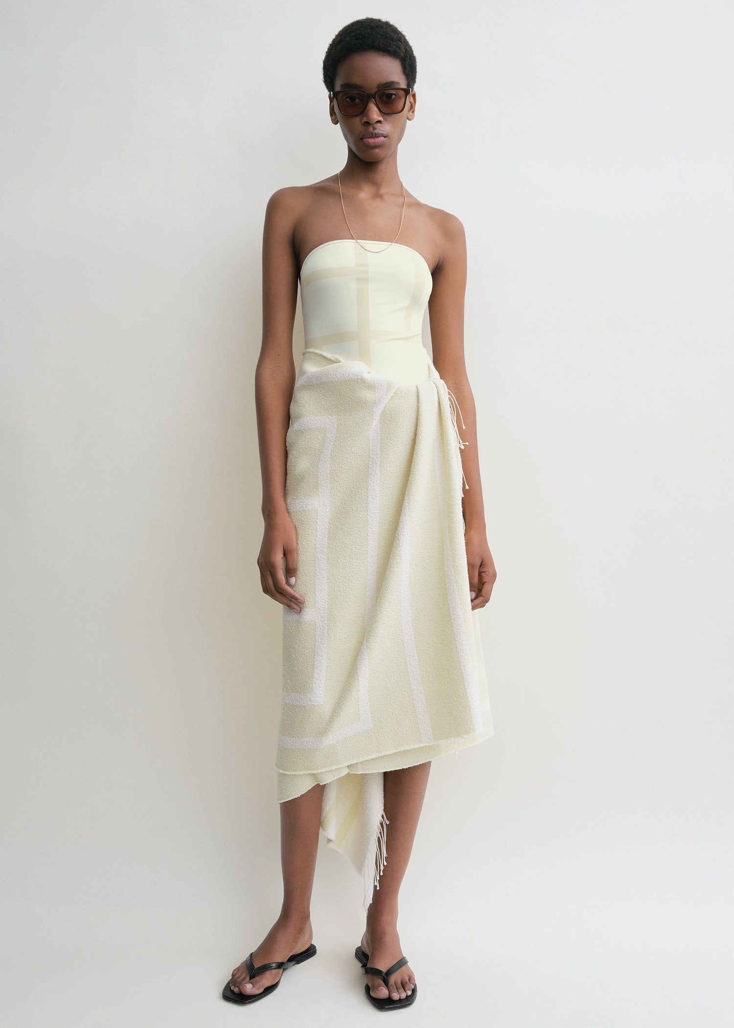 Monogram jacquard sarong ecru/straw - 3