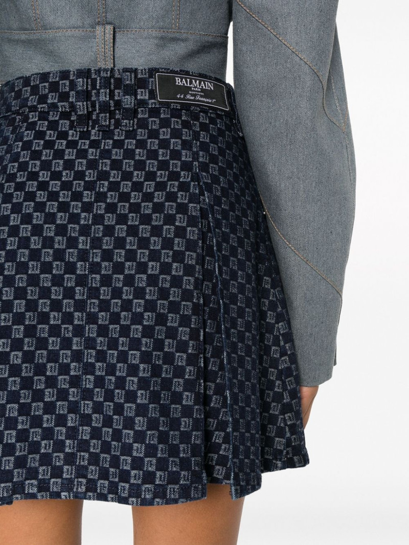 pleated monogram-jacquard denim miniskirt 5