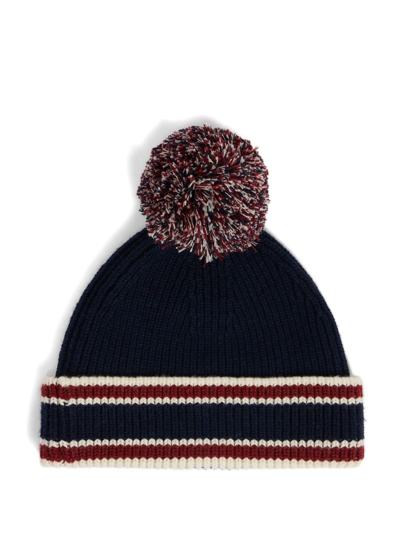 Bonnet striped pompom beanie hat 1