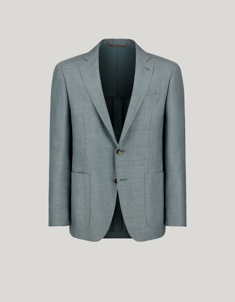 KEI BLAZER IN GREEN LINEN, SILK AND WOOL 1