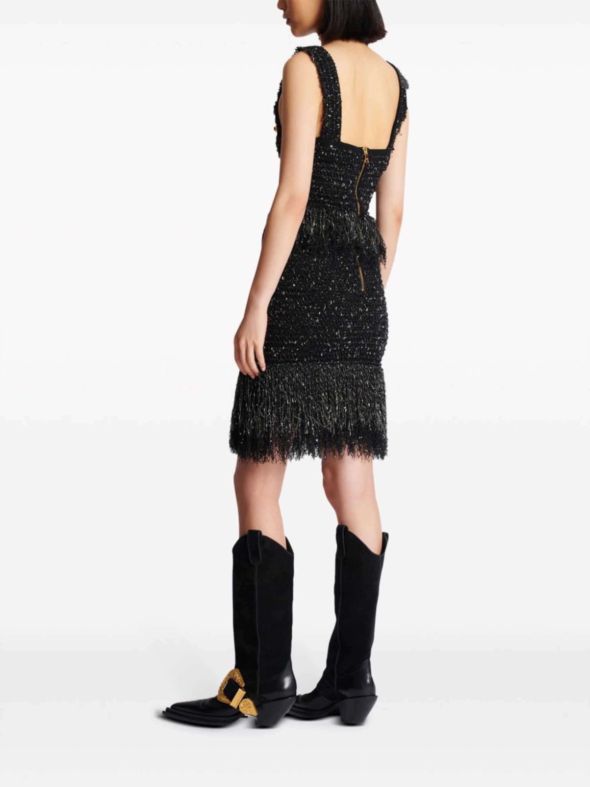Black Tweed Midi Skirt - 4