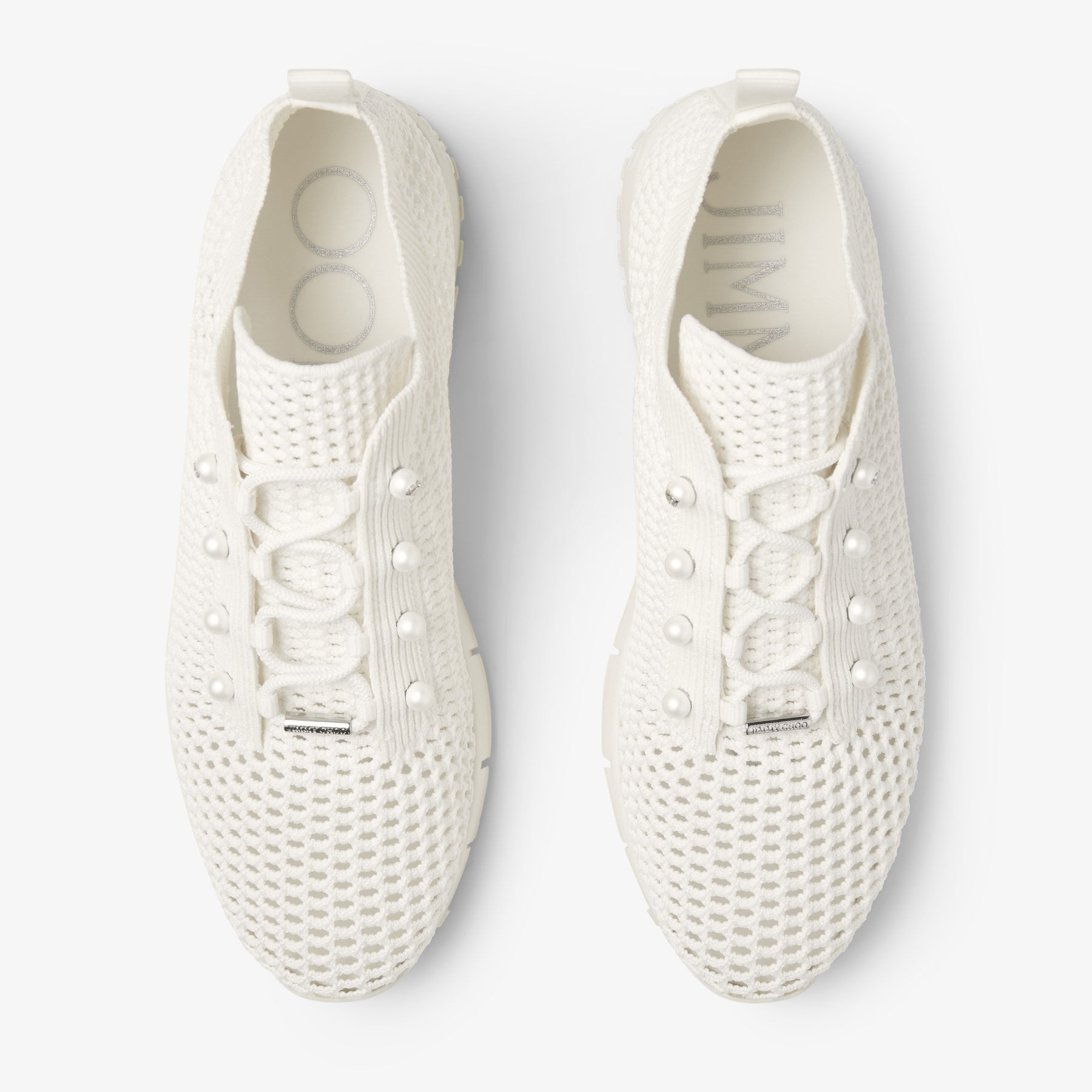 Veles
Latte Crochet Knit Low-Top Trainers with Pearls - 4