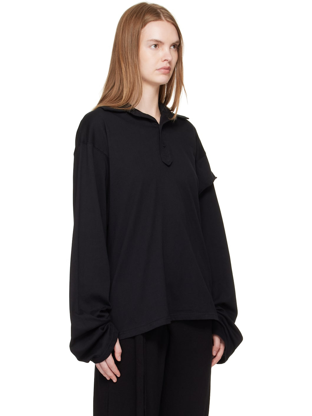 Black Long Sleeve Polo - 2