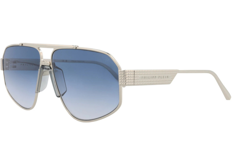 PHILIPP PLEIN Philipp Plein Aviator-Frame Titanium Sunglasses Palladium Palladium Blue (SPP106M-63-0579) outlook