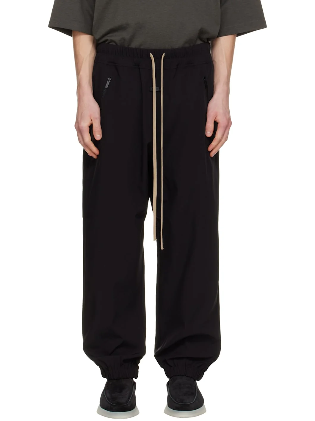 Black Nylon Track Pants - 1