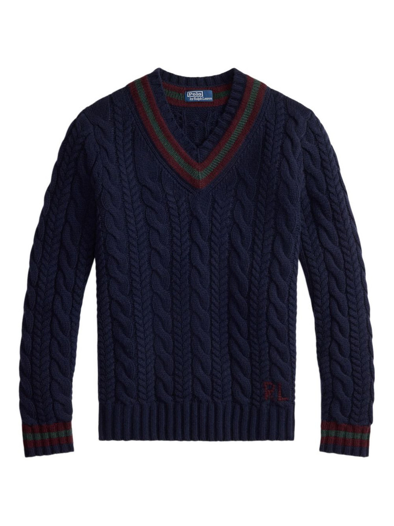 cable-knit V-neck sweater 1