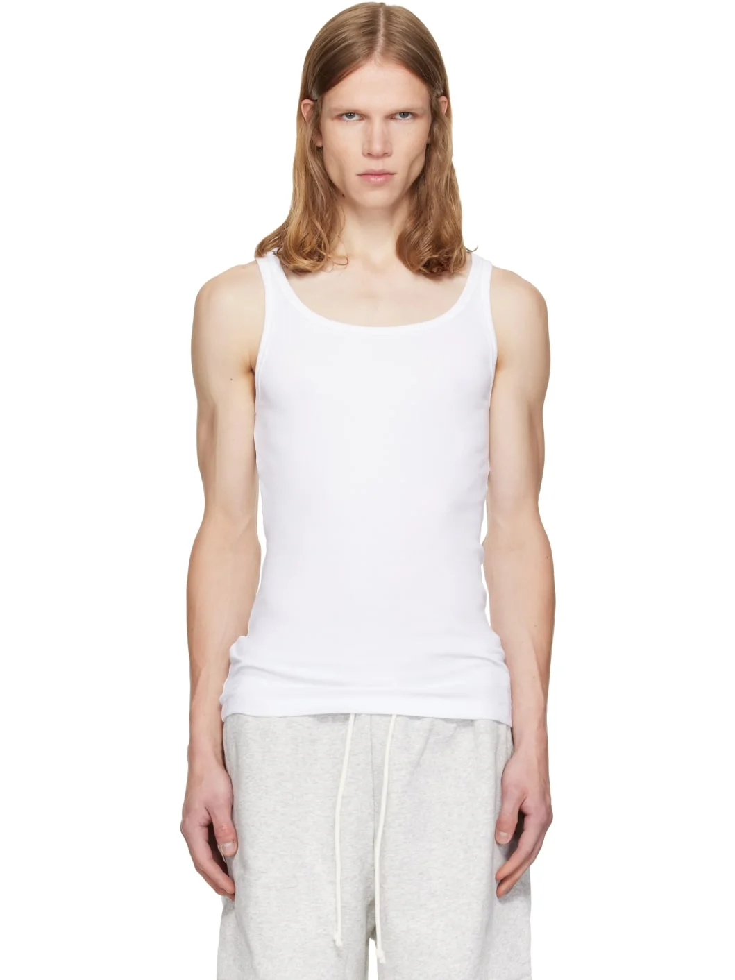 Three-Pack White SKIMS Cotton Rib Tank Tops - 1