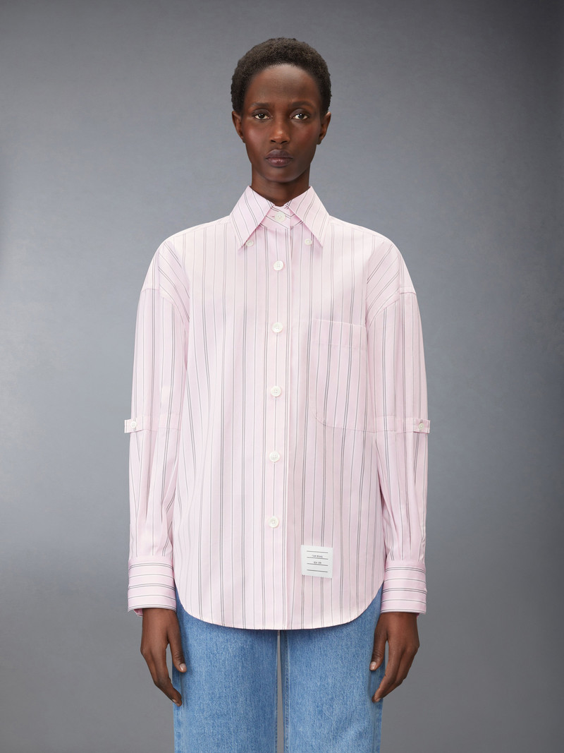 Thom Browne HAIRLINE STRIPE POPLIN SUPERSIZED SHIRT outlook