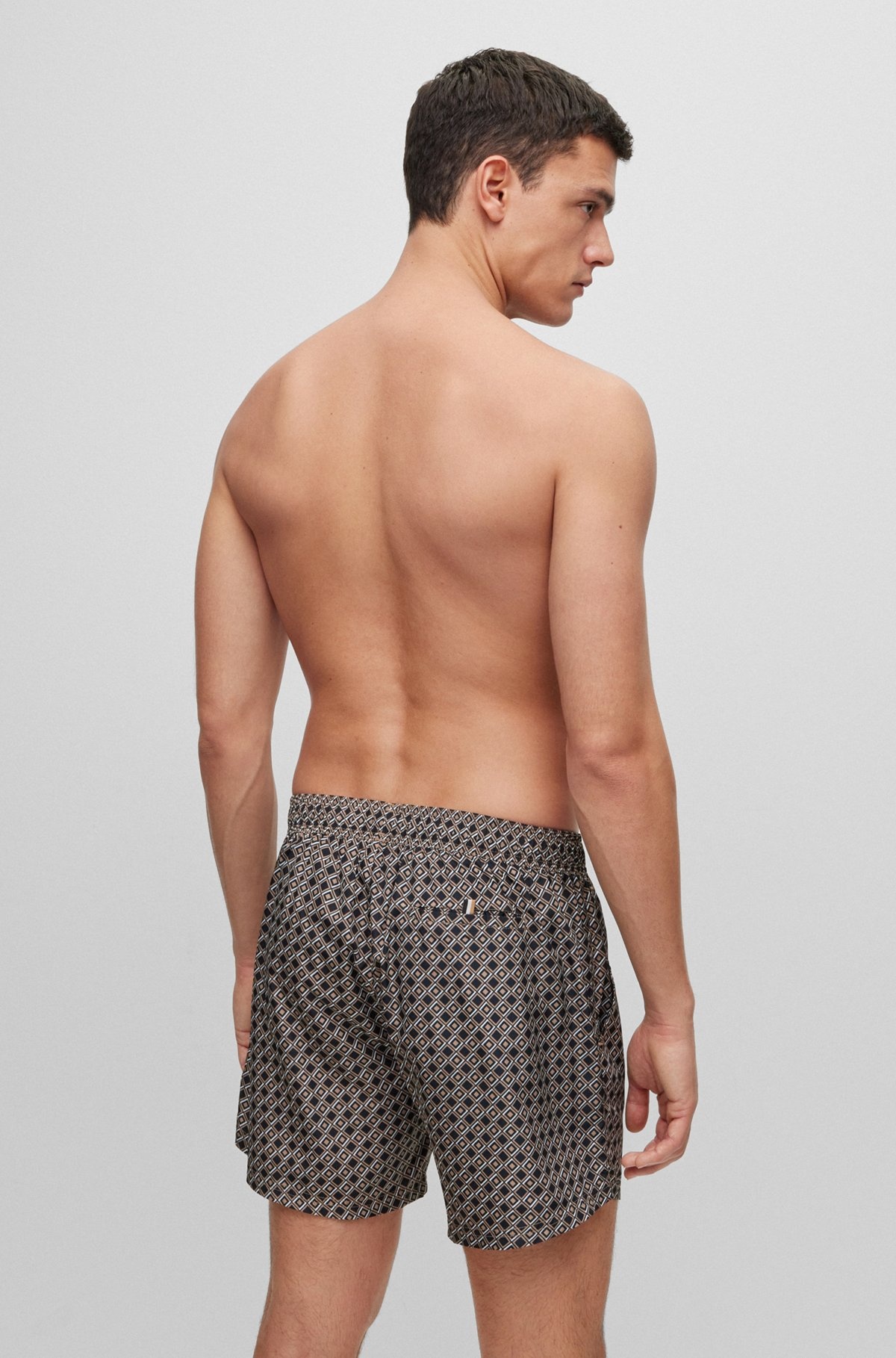 LOGO SWIM SHORTS WITH ALL-OVER SEASONAL PATTERN - 4