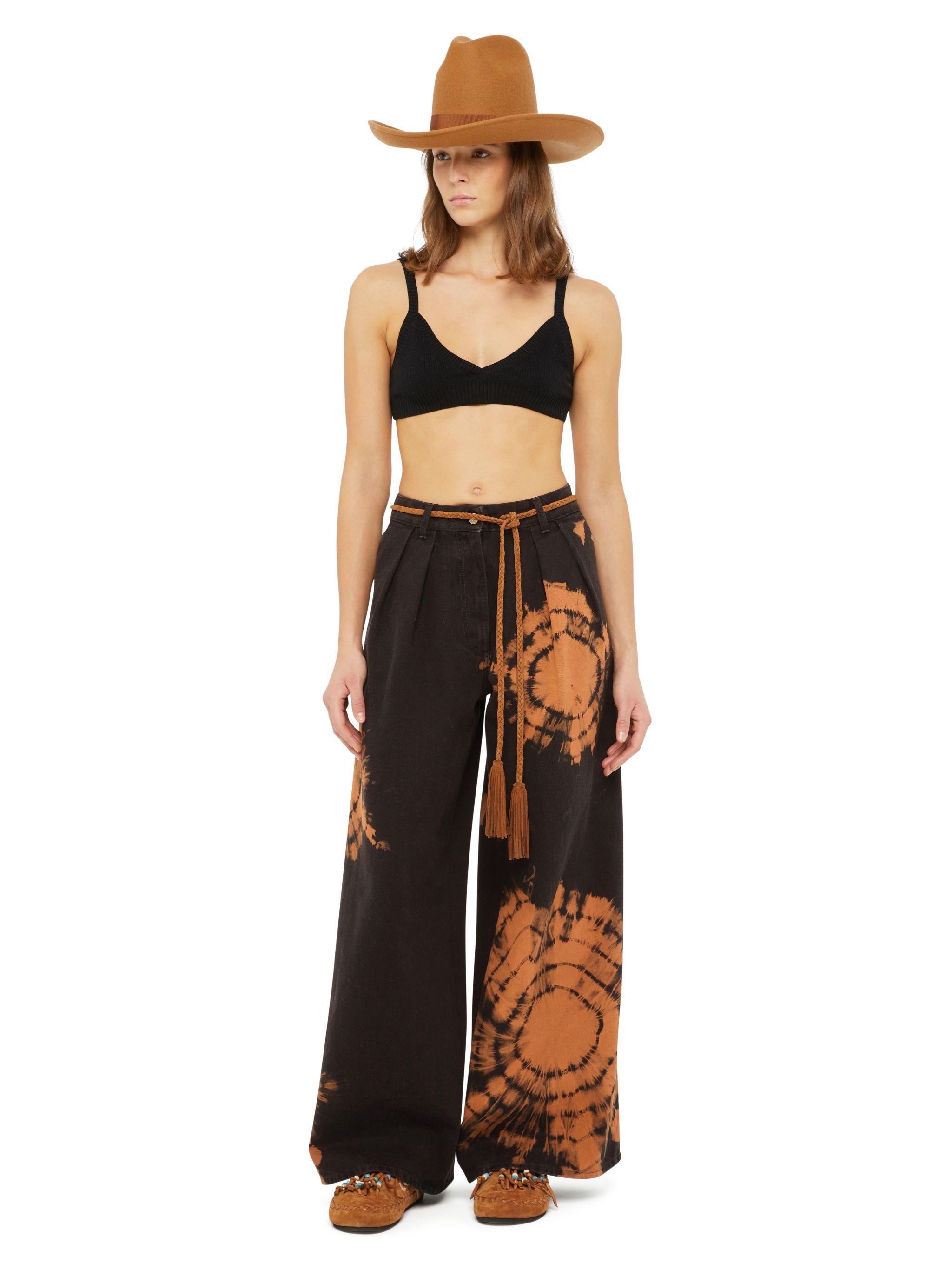 Hues Of The Desert Tie Dye Wide Leg Denim Pants - 4