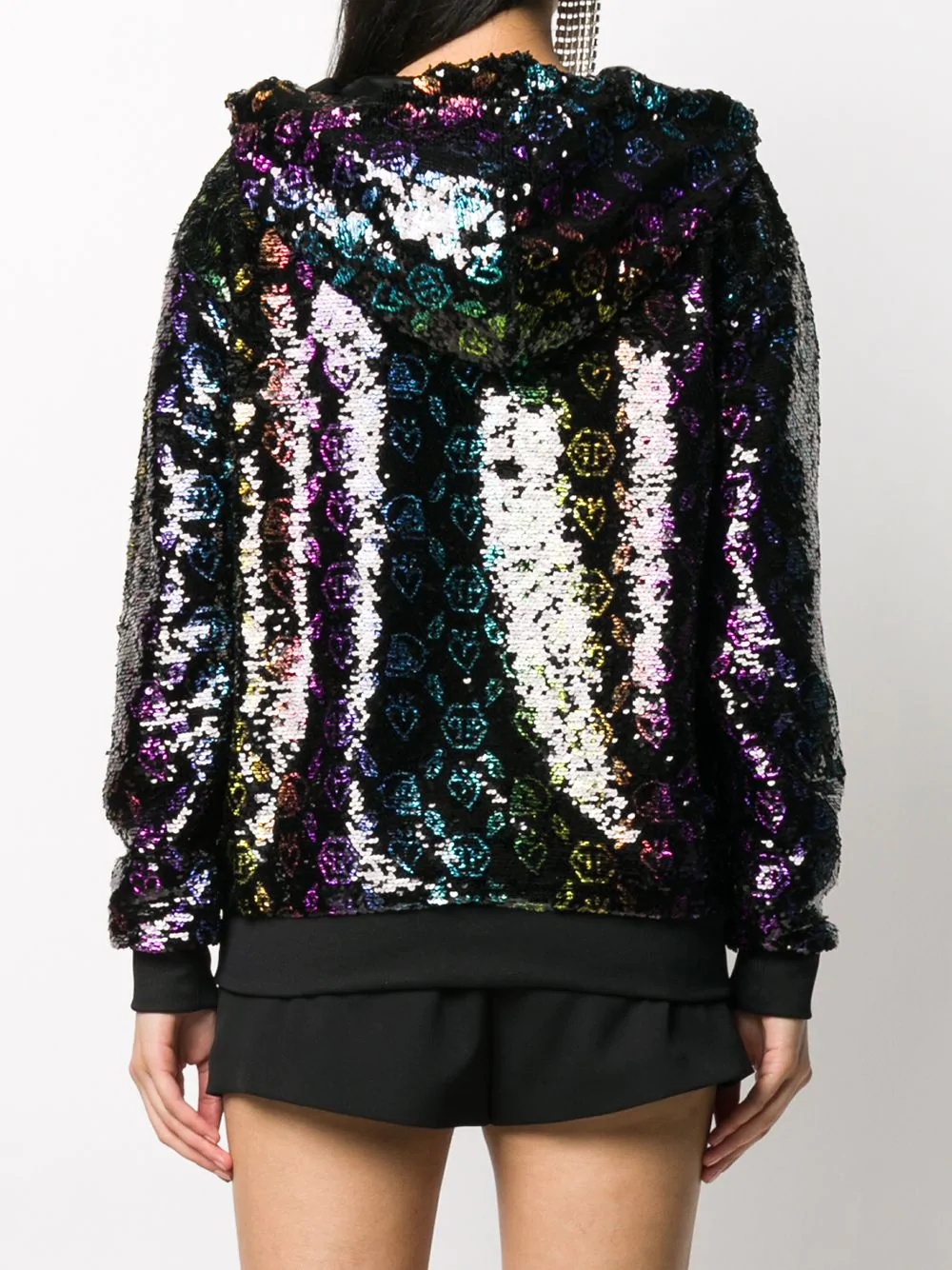 Monogram sequined hooded jacket - 4