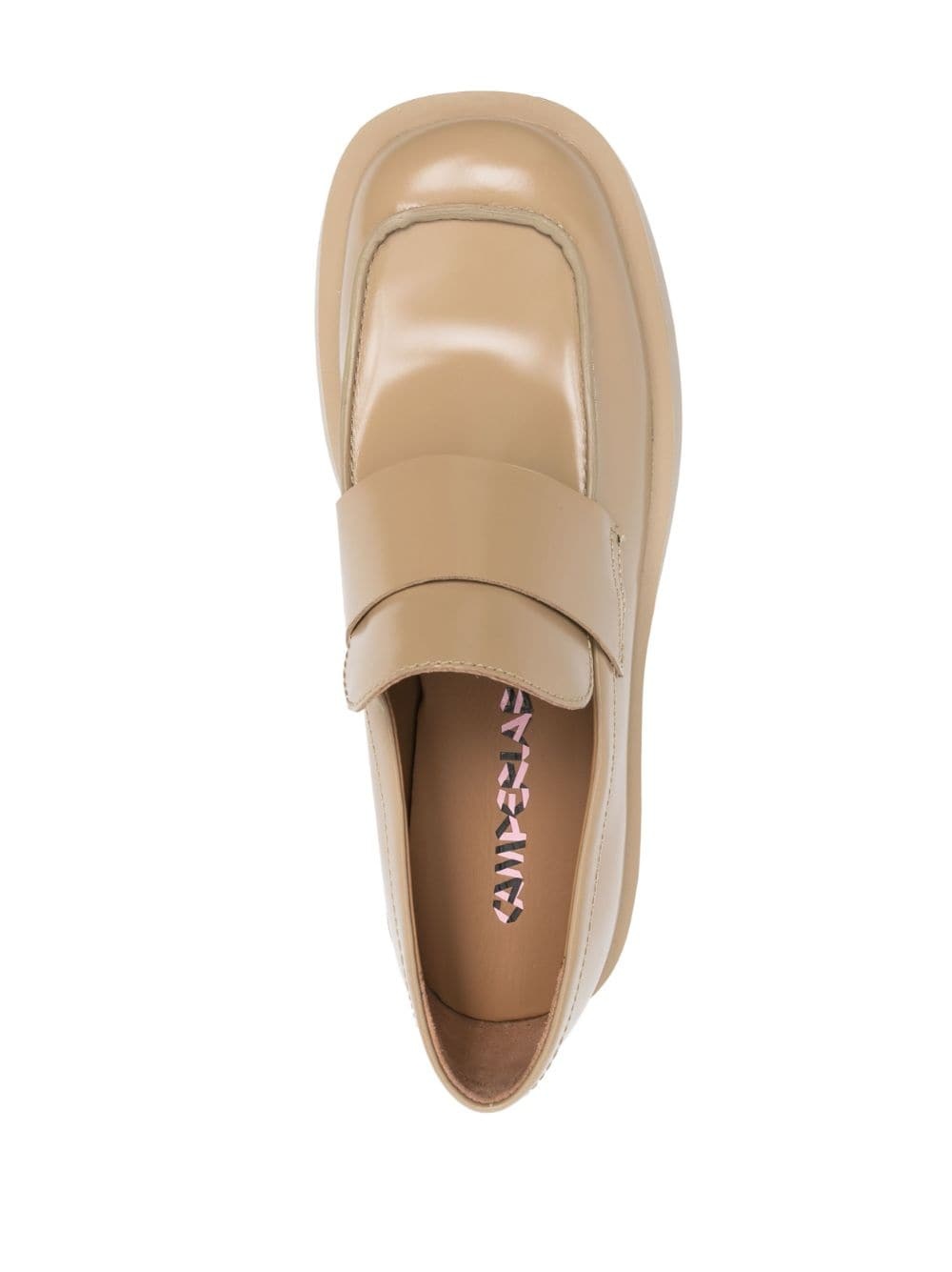 square-toe leather loafers - 4
