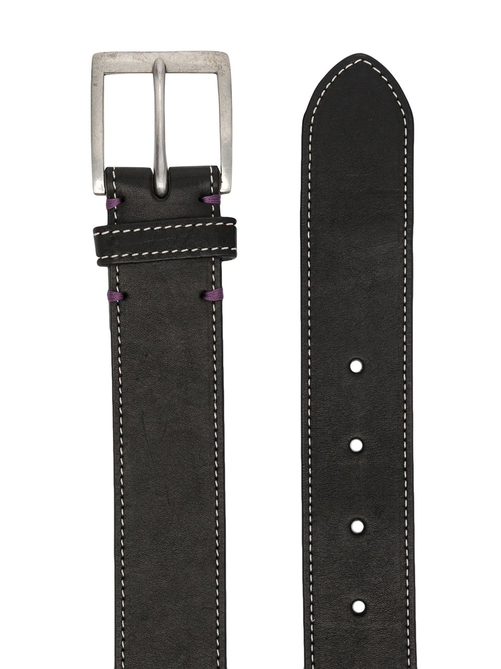 contrast-stitching leather belt - 2