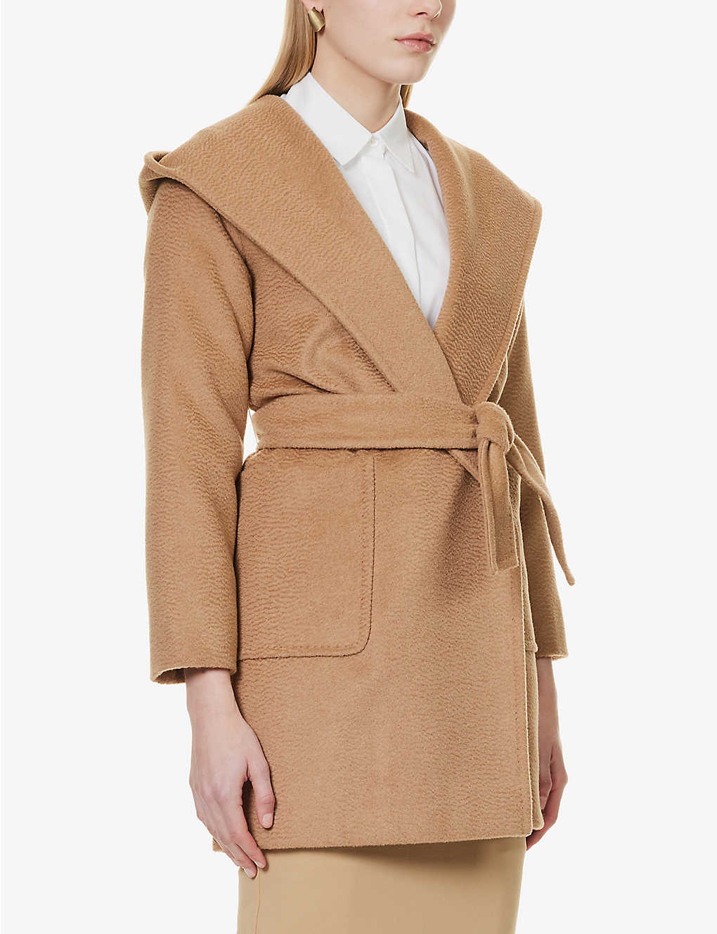 Max Mara Rialto wrap-over camel hair coat selfridges REVERSIBLE