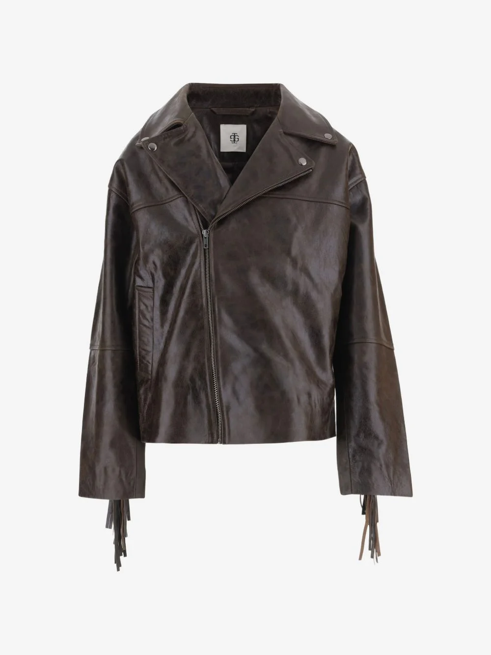 fringed leather biker jacket - 1