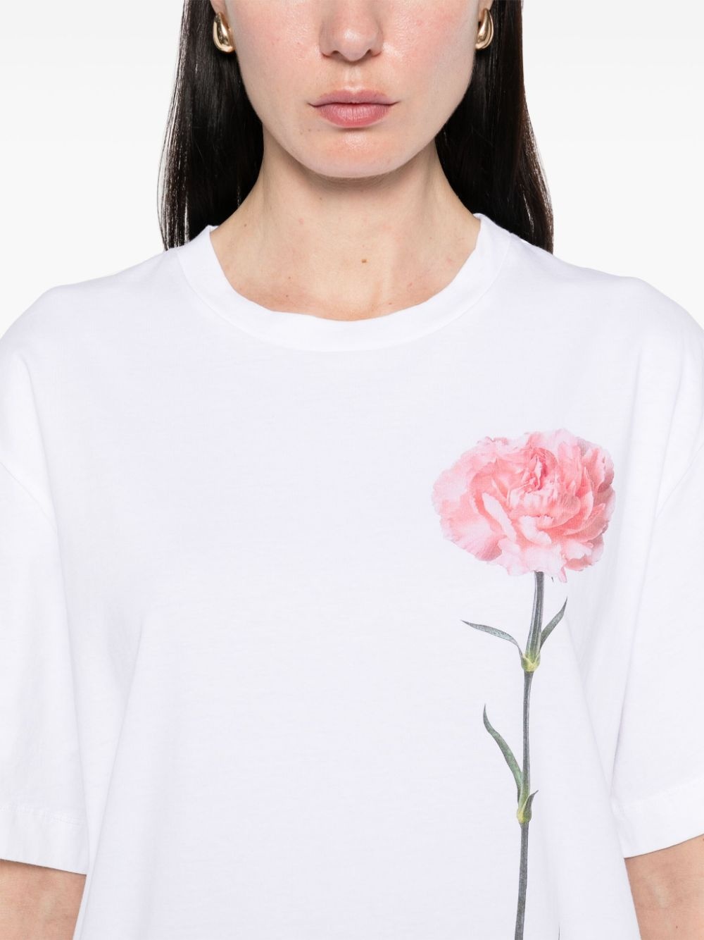 carnation-print T-shirt - 5