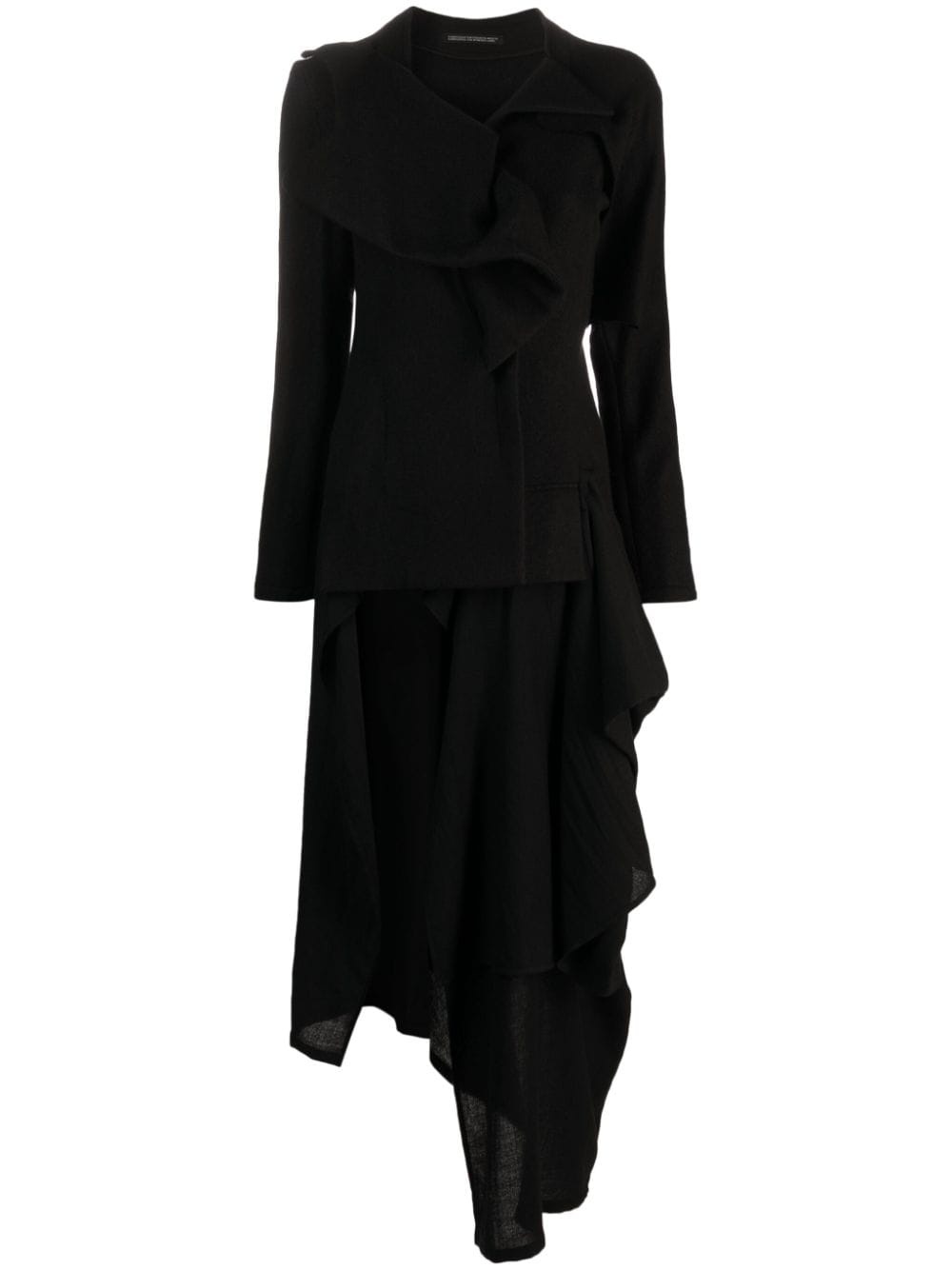 ruffle-detail asymmetric coat - 1