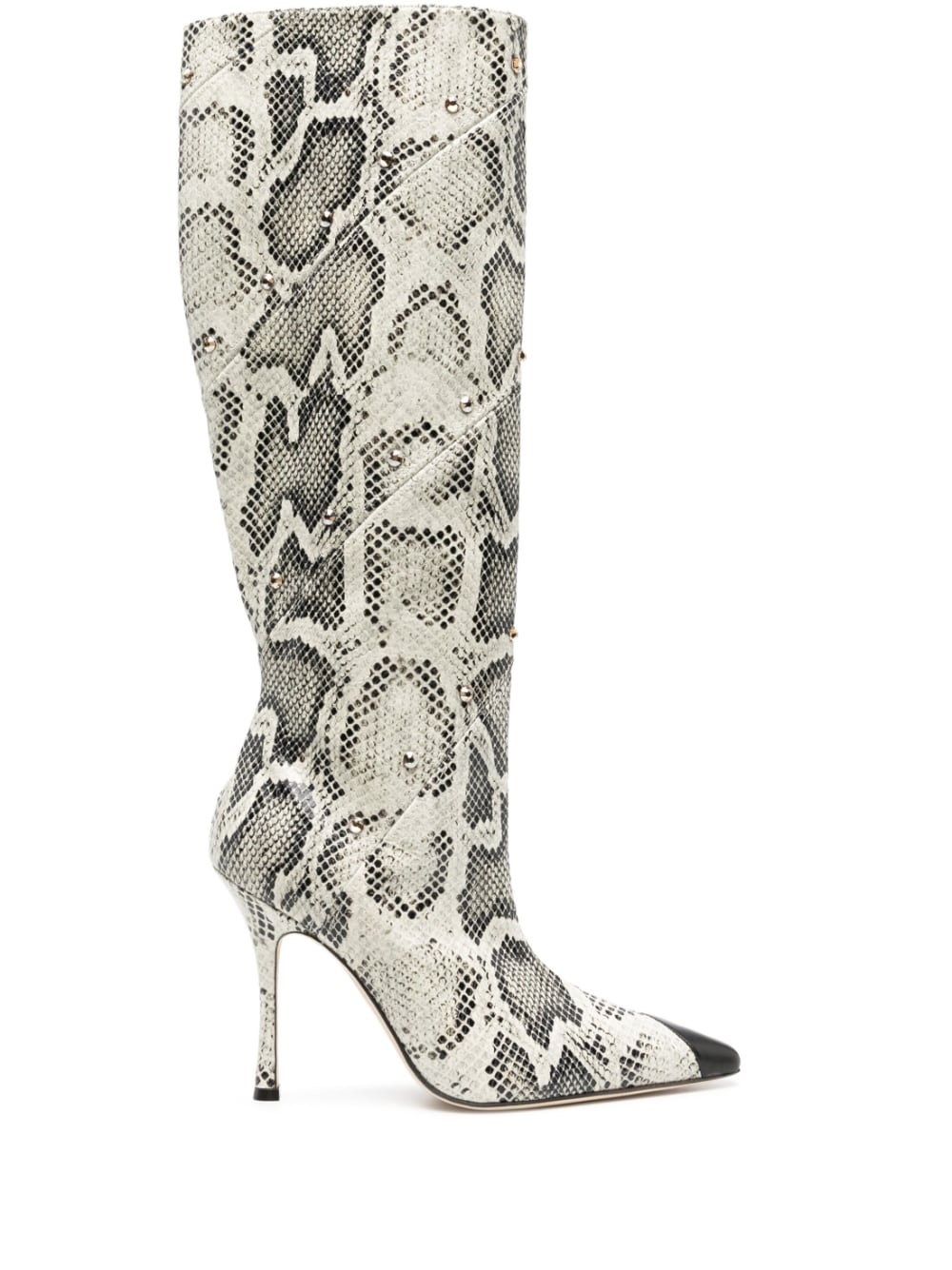 snake-print knee-high boots - 1