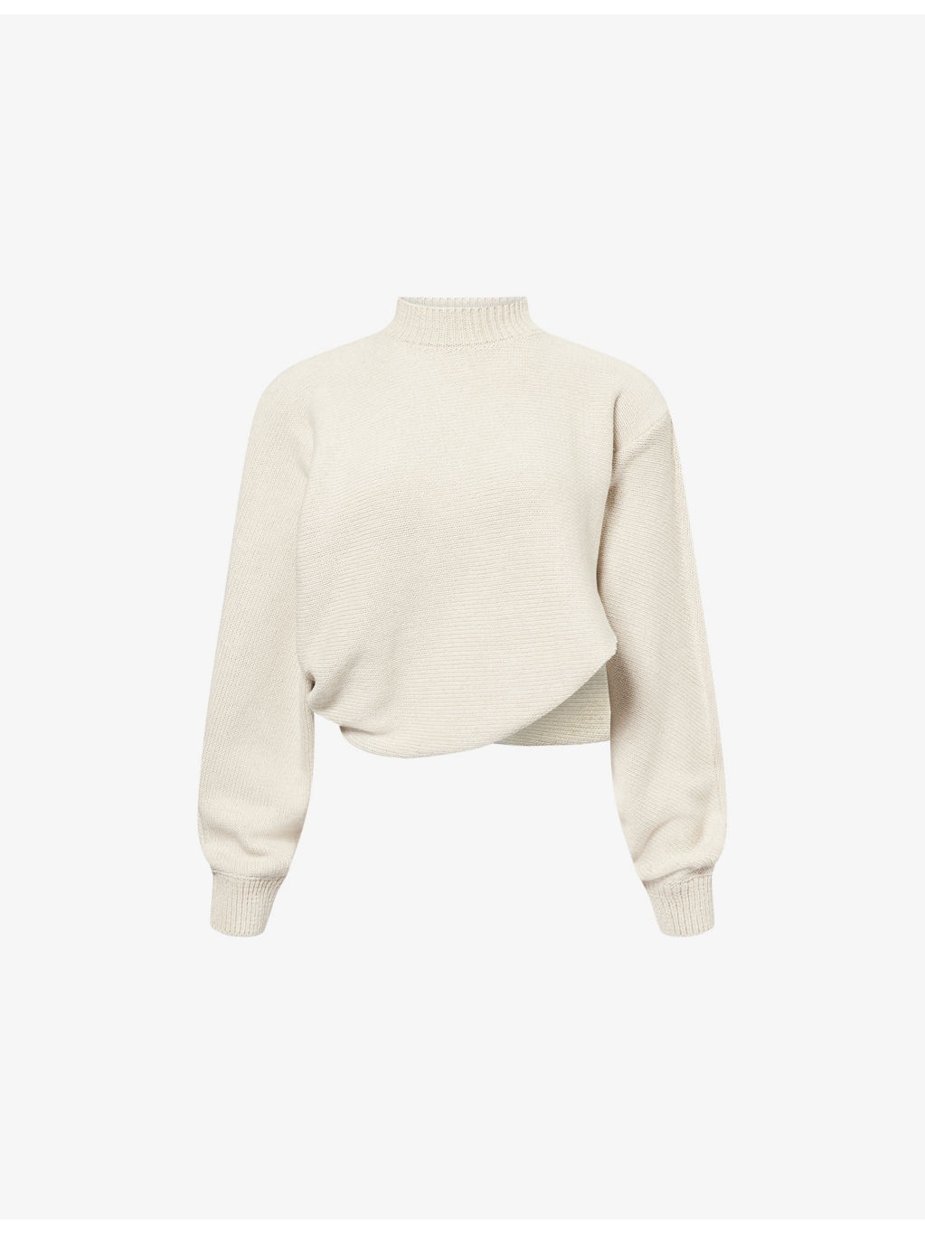 Asymmetric Cropped Linen-And-Cotton Knit Jumper - 1