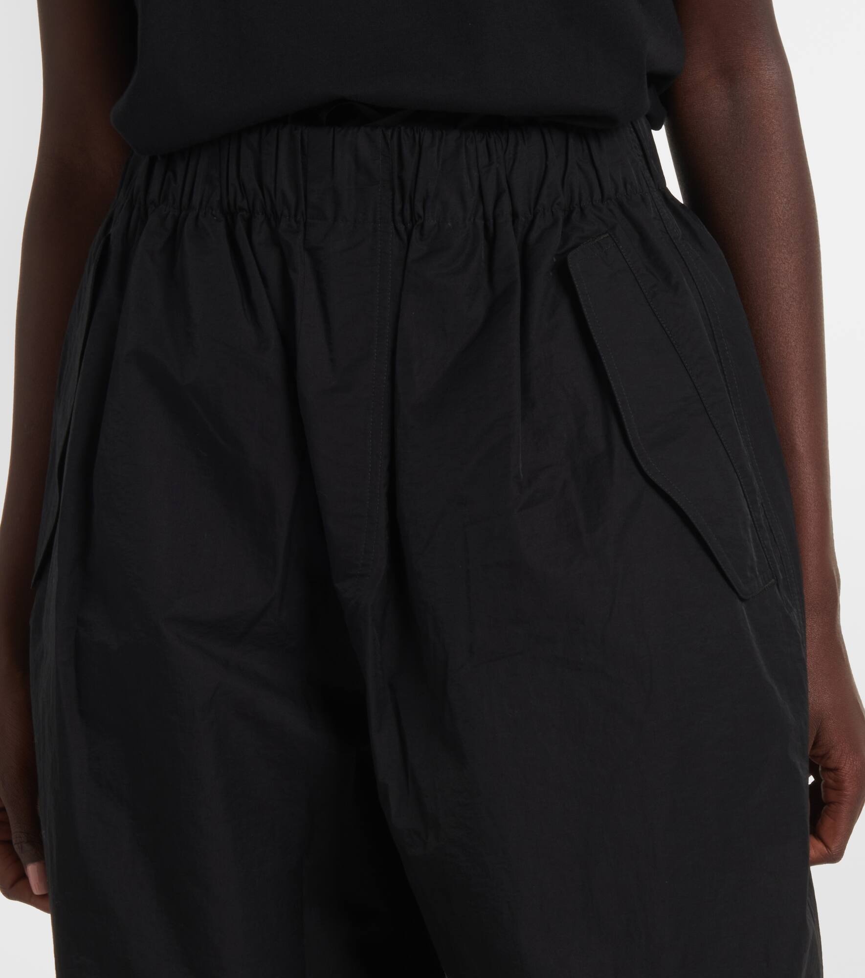 High-rise cotton-blend wide-leg pants - 4