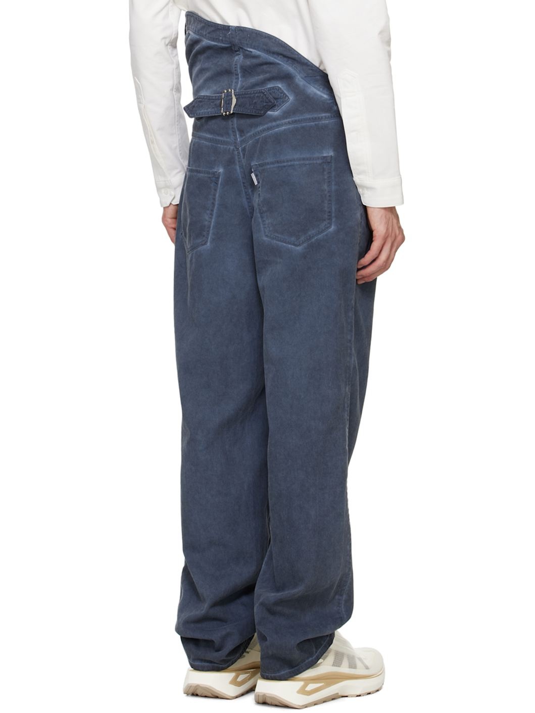 Navy Asymmetric Flower Trousers - 3