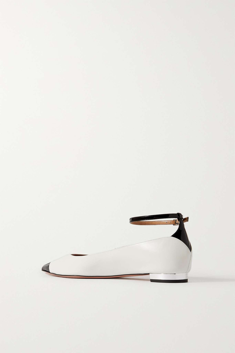 Pinot two-tone patent leather-trimmed smooth leather ballet flats 3