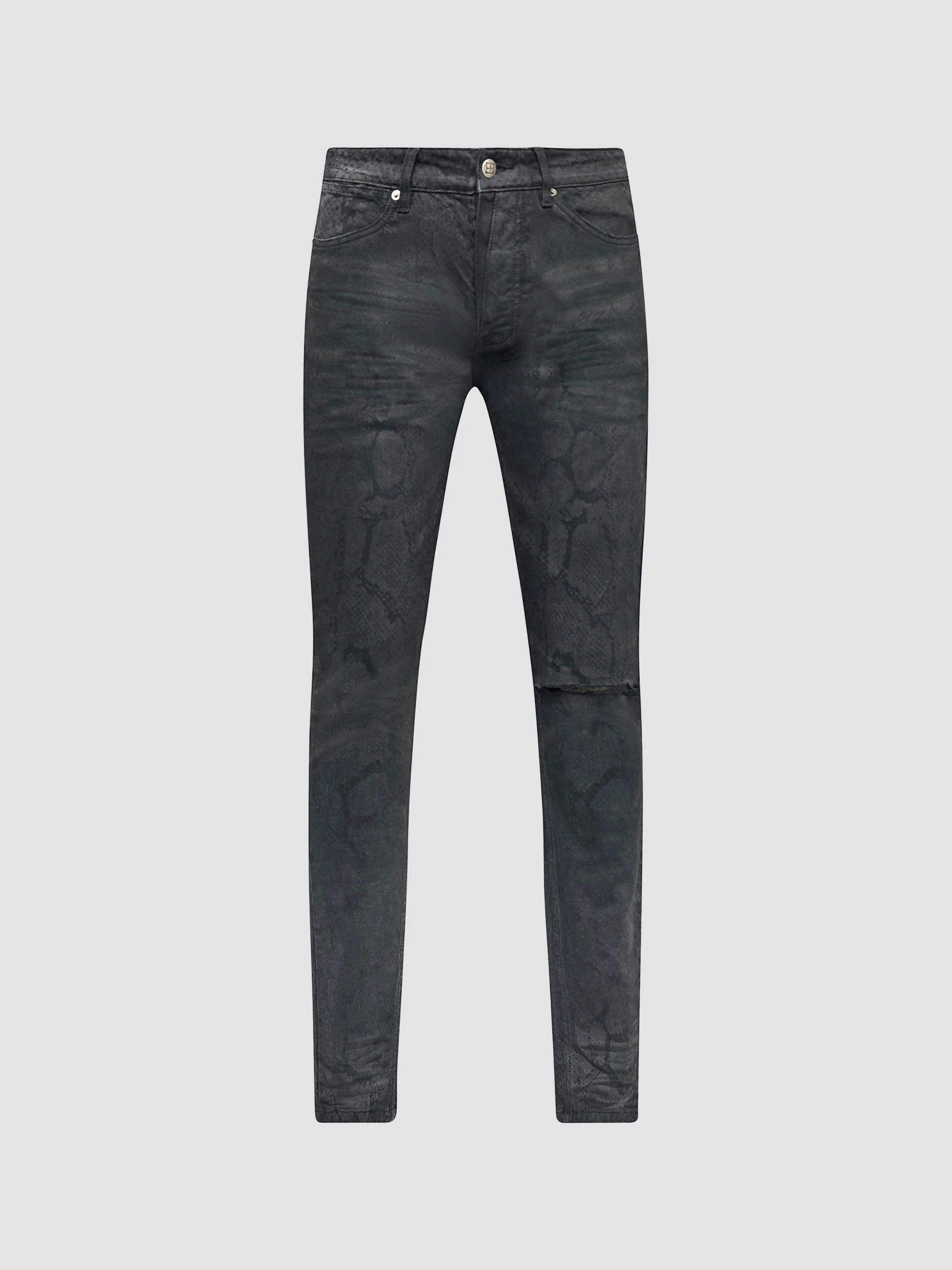 Men's Serpent Coated Skinny Jeans - Charcoal - 1