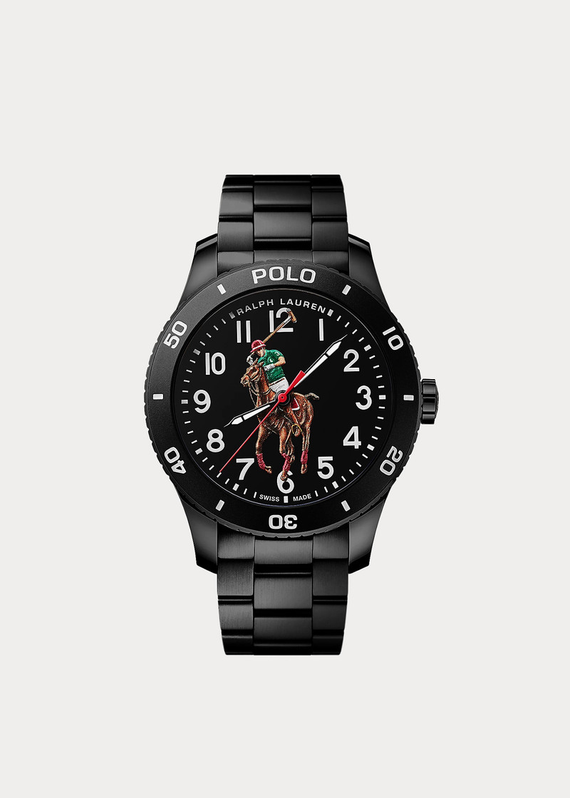 Polo Watch Black Dial Steel Bracelet 1