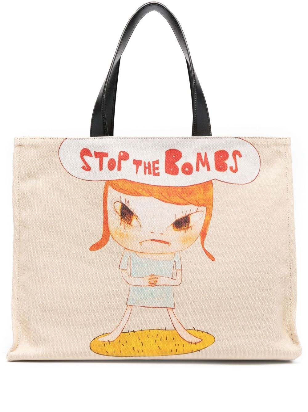 Stop the Bombs-print tote bag - 1