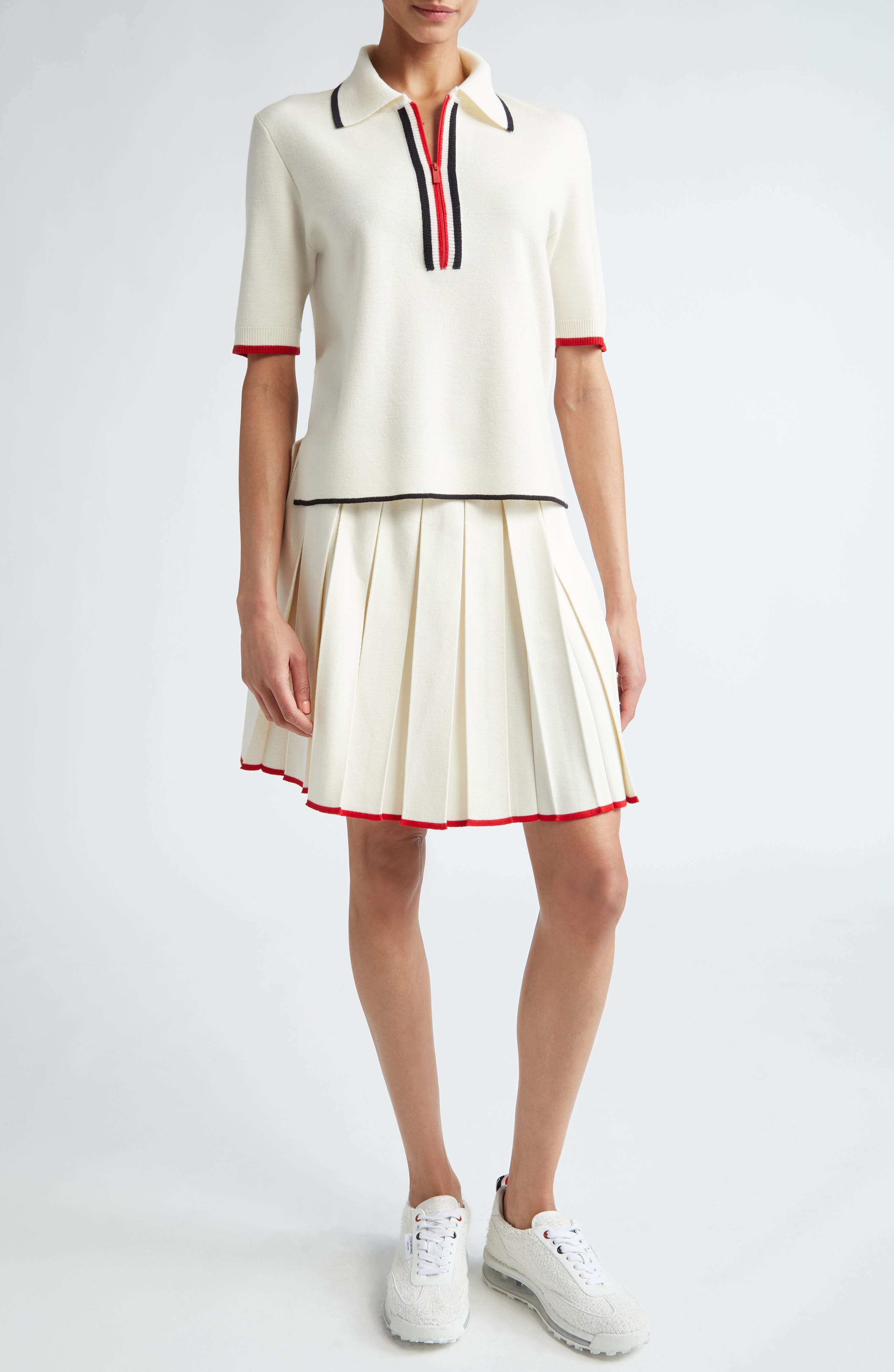 Thom Browne Pleated Wool & Cashmere Knit Miniskirt in White at Nordstrom - 2
