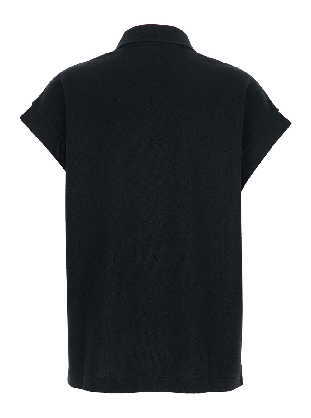 Saint Laurent Women Black Sleeveless Polo Shirt With Classic Collar And Cassandre Embroidery On The  - 2