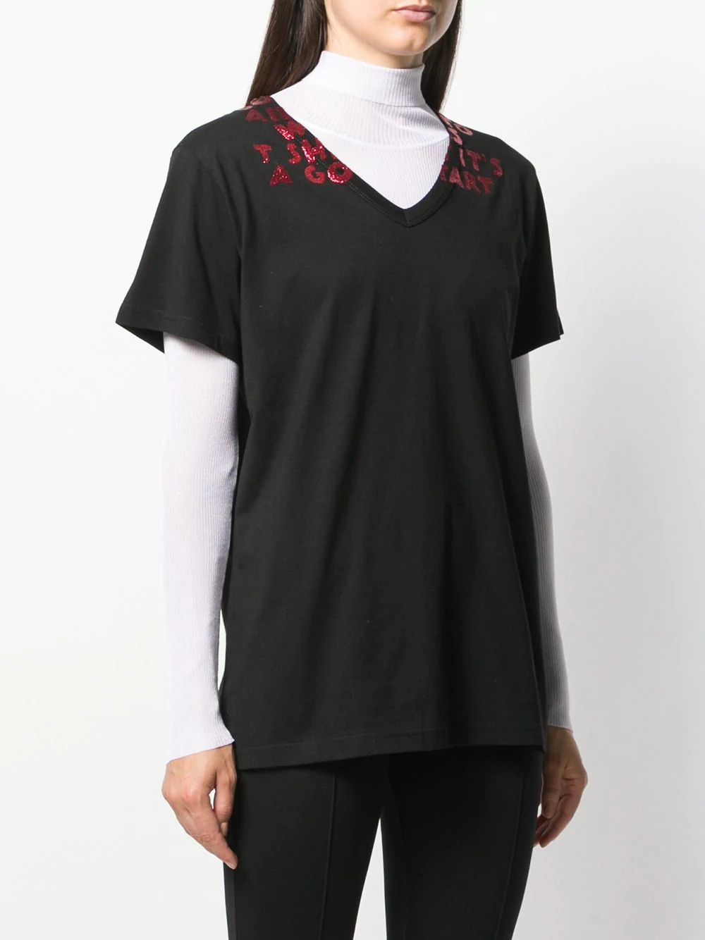 glitter embellishment oversized T-shirt - 3